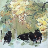 y14302 畫作系列 - 油畫 - 油畫動物系列 -竹林鳥(共2款)